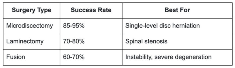 Effectiveness of Spinal Surgery